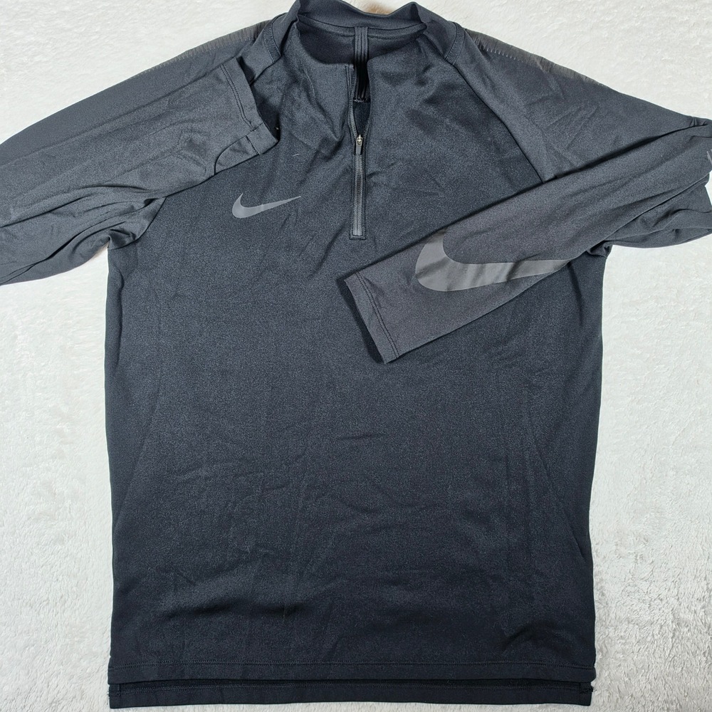 Nike Squad Drill Top Mens L Black Spandex 1/4 Zip L/S 859197-013